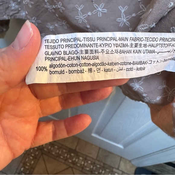 Zara Tan & Cream Embroidered Blouse - Picture 7 of 10